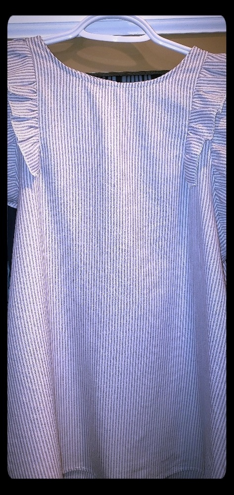 Striped Ruffle Sleeve Maternity Top